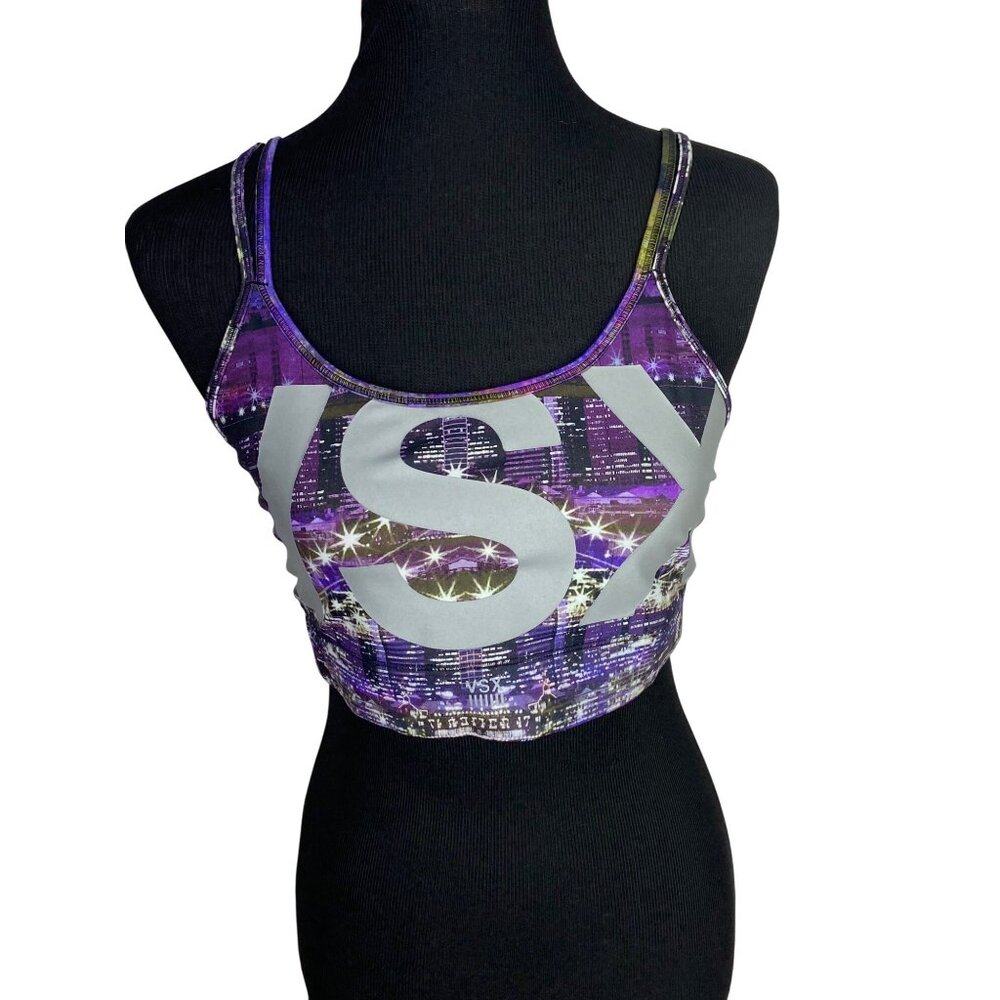 Victoria's Secret Sport VSX Bra With Crisscross Back & Reflective City Print Siz